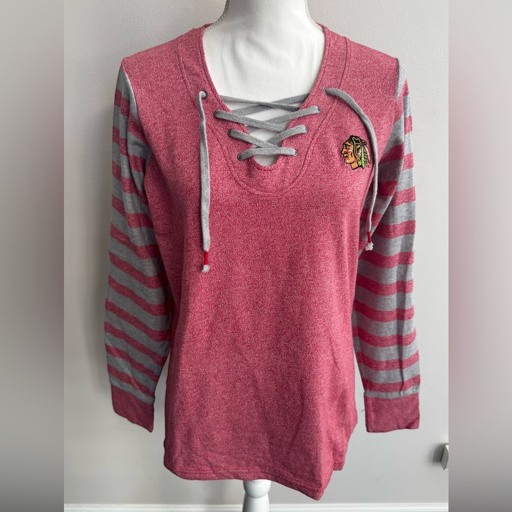 Antigua Women’s Red  and Gray Lace-Up Sweatshirt